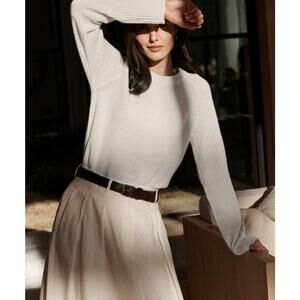 Jenni Kayne | Cashmere Fisherman Sweater in Ivory Size M